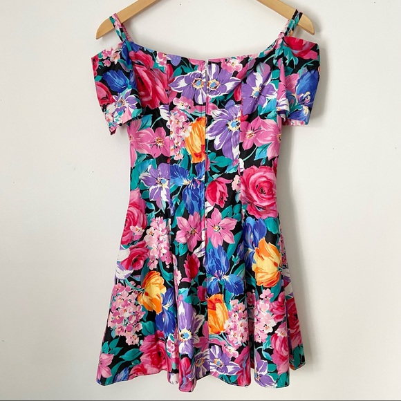Vintage 90s Floral Mini Dress - Picture 4 of 4